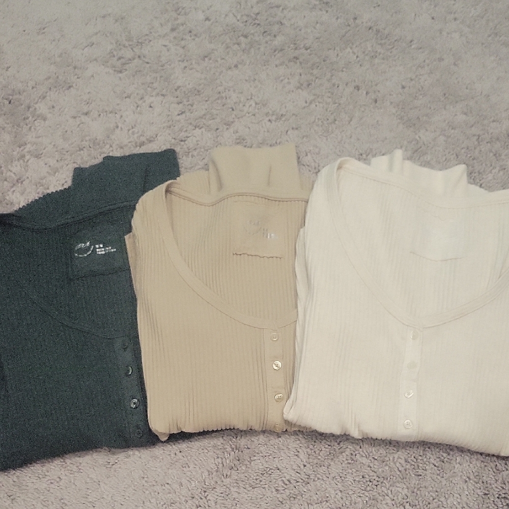 Aerie Henley Green, Beige, Cream Trio